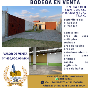 Bodega en Venta en San Lucas Huamantla