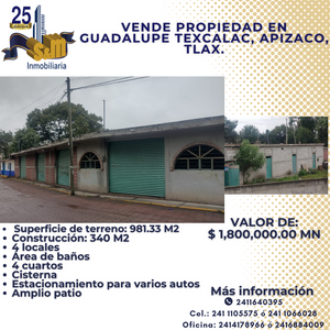 Se vende propiedad comercial en Guadalupe Texcalac, Tlax.