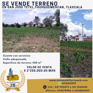 Terreno en Venta en San Jose Tetel Yauhquemehcan