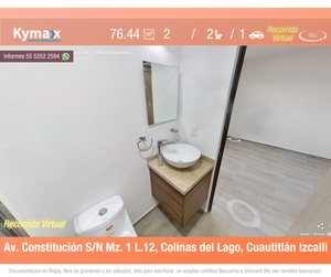 Excelente departamento 76.44 m2 Col.  Colinas Del Lago, Cuautitlán Izcalli