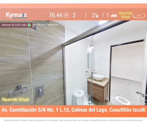 Excelente departamento 76.44 m2 Col.  Colinas Del Lago, Cuautitlán Izcalli