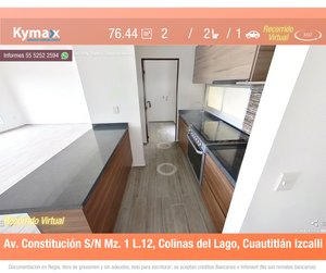 Excelente departamento 76.44 m2 Col.  Colinas Del Lago, Cuautitlán Izcalli