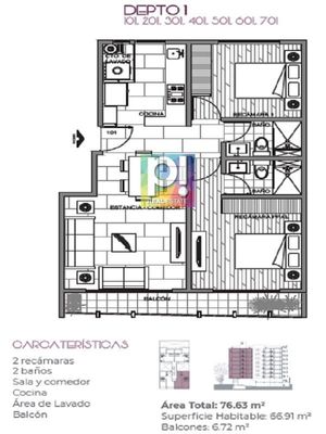 VENTA DEPARTAMENTOS NUEVOS CON 1 o 2 BALCONES EN EJE CENTRAL APA_3847 CM/YI