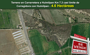 Venta de Terreno de 4.6 ha, Pie de Carretera, Cerca de Cañadas del Lago.