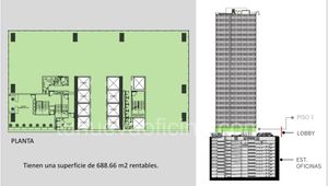 Renta Oficina 689m2 - Acondicionada, Insurgentes certificación LEED GOLD