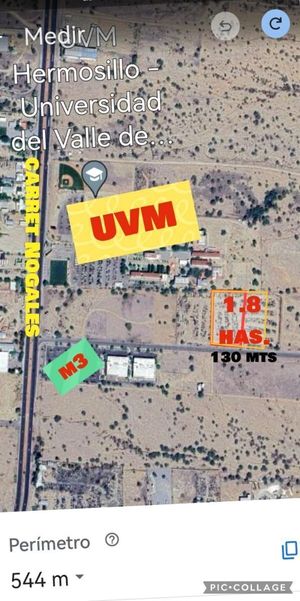 Terreno en VENTA  de  18,000 m2   calle a un Costado de UVM