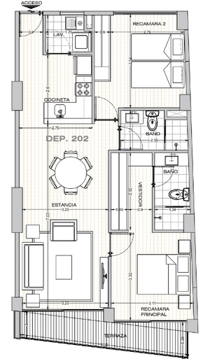 Departamento 84m2 Exterior Napoles 2 recamaras con terraza PreVenta