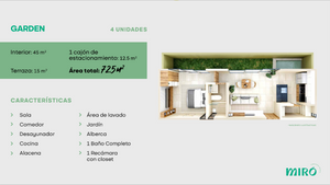 Departamento en Venta Miró Temozón Norte en Mérida, Yucatán Mod. Garden