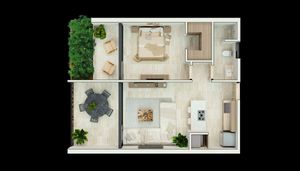 Penthouse en venta UNA recámara en Sisal Yucatán