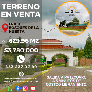 SÚPER TERRENO EN VENTA !!! en FRACC. BOSQUES DE LA HUERTA, a 5 min costco.