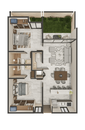 Temozon Departamentos 2 habitaciones Dithea New Living Venta