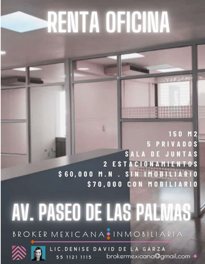 Renta de oficina Paseo de las Palmas
