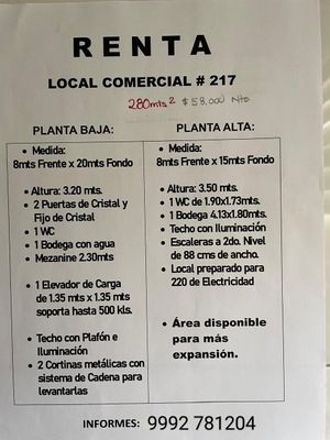 MERIDA LOCAL COMERCIAL EN RENTA SOBRE CIRCUITO COLONIAS