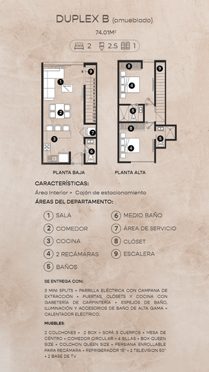 Departamento de 2 niveles en Renta CON o SIN Muebles