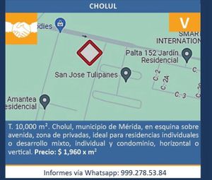 TERRENO EN VENTA CHOLUL 10,000 M2 SOBRE AVENIDA EN ESQUINA