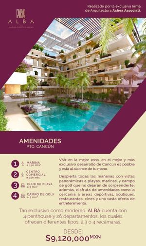 Moderno Departamento en ALBA, Puerto Cancún, Cancún.