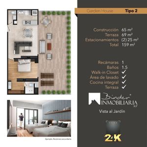 ZONA 24K:  PREVENTA DEPARTAMENTO  TIPO 2 GARDEN HOUSE