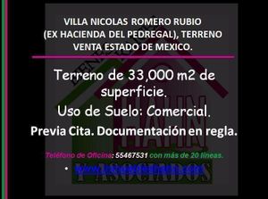 VILLA NICOLAS ROMERO RUBIO TERRENO VENTA ATIZAPAN ESTADO DE MEXICO