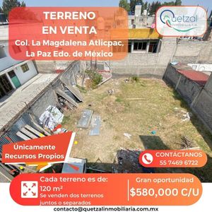 Terreno ubicado en la Col. Magdalena Atlicpac, La paz