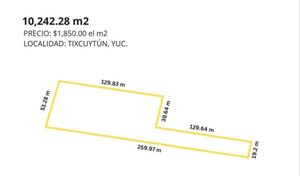 VENTA TERRENO 10,242.28 M2  TIXCUYTUN NORTE MERIDA YUCATAN