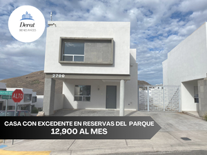 CASA EN RENTA CON EXCEDENTE EN RESERVAS DEL PARQUE