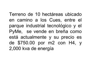 Terreno en Venta en Parque Industrial TLC El Marqués