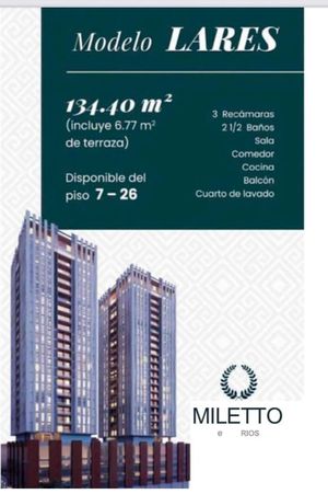 Venta Departamento / Torre Miletto 4 Rios/ Culiacan