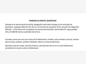 Terreno en Venta en Jofrito Querétaro