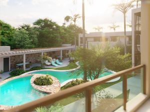 Condominio con 138 m2 de jardin, vista a la alberca, 650 metros del mar