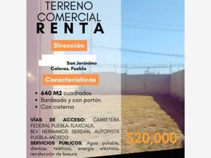 Terreno en Renta en San Jeronimo Caleras Puebla