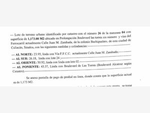 Terreno en Venta en Las Flores Culiacán