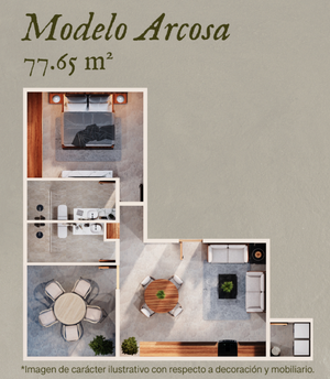 Departamento(Arcosa) en Venta en Monolito Residencial, Cholul