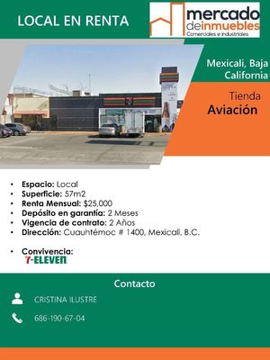 ‼Local Comercial en renta, Aviación, a la entrada de la ciudad deportiv - 24