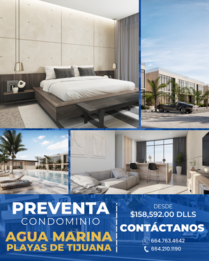 PREVENTA CONDOMINIOS AGUA MARINA @ROSARITO  -1 HAB.