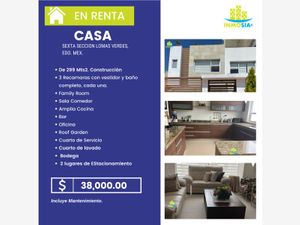 Casa en renta en Lomas Verdes 6a Sección, Naucalpan de Juárez, México,  53126.