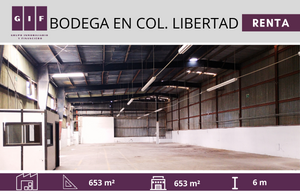 BODEGA EN RENTA EL COL. LIBERTAD | 653 M2 |