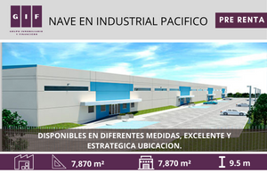 NAVE EN RENTA EN INDUSTRIAL PACIFICO | 7,870 M2 | DISPONIBLES DIFERENTES MEDIDAS