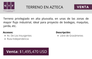 ATENCIÓN INVERSIONISTAS | TERRENO INDUSTRIAL EN AZTECA| 2,320 M2 | $1,495,470 DO