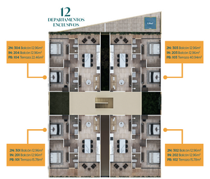 Departamento Venta Linera Life, Temozón Norte (Mod. 101-102)