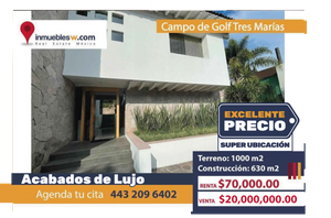 CASA EN VENTA Y EN RENTA EN CLUB Y DENTRO DEL CAMPO DE GOLF TRES MARIAS, MORELIA