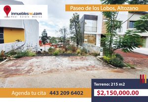 TERRENO EN VENTA EN PASEO DE LOS LOBOS ALTOZANO, MORELIA