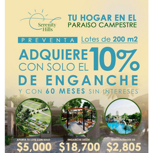 LOTES RESIDENCIALES  CAMPESTRES SERENITY HILLS  A 15 MINUTOS DE MAZATLAN